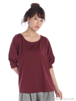 袖パフ後リボンＴＯＰＳ/ボルドー