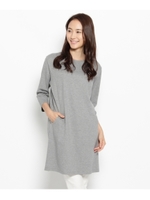 七分袖ポンチサックワンピース/モスグリーン(024)