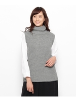 タートルニットベスト+ラウンドネックシャツ/ライトグレー(011)