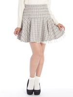 ツイードフレアミニスカート/ワイン