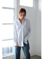 【AZUL by moussy】フロントタック長袖シャツ/L/BLU