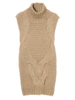 ケーブルノースリニットトップ/BLACK