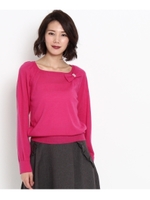 ネックリボンニットプルオーバー/ラズベリーピンク(073)