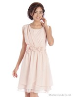 お花ラップシフォンドレス/ネイビー