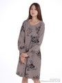 モノクロフラワープリント裏毛ワンピース/ブラウン
