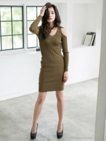 ニットタイトワンピ/Light Brown