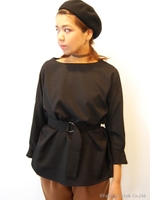 【Marie Hill】ベルト付ゆったりブラウス/グレー