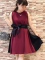 バイカラーAラインドレス/ボルドー
