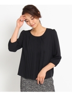 [L]フロントプリーツブラウス/ブラック(019)