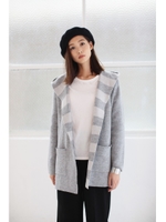 【AZUL by moussy】Wフェイスフーディガウン/T.GRY