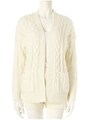 ケーブル編みニットカーディガン/ホワイト
