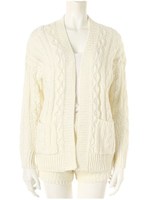 ケーブル編みニットカーディガン/ホワイト