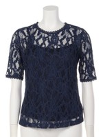 コードレースハーフSLV TOP/NVY