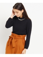 針抜きテレコパール付きプルオーバー/イエローグリーン(025)