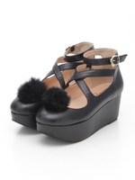 ポンポン付クロスベルトシューズ/パープル