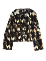 MIXフェイクファーショートコート/ブラック