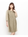リボンボーダーワンピース/ベージュ(352)