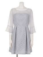 レースフィット＆フレアワンピース/ピンク