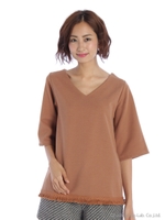 裾フリンジカットトップス/ブラック