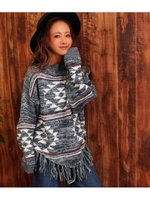 【anap mimpi】ネイティブフリンジニットトップス/NVY