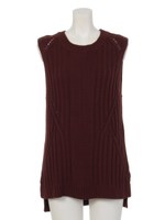 【CHILLE】ケーブルニットチュニックベスト/ワイン(026)