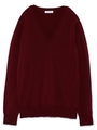 ウォッシャブルVネックニット/WINE