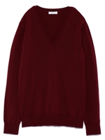 ウォッシャブルVネックニット/WINE
