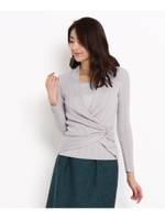 カシュクールレイヤード風ニットプルオーバー/ピンク系(074)