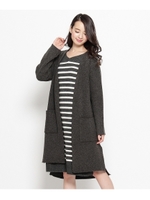 ダブルフェイスストレッチコーディガン/ブラック系(015)