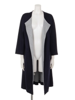 ダブルフェイス風ノーカラーコーディガン/アイボリー