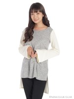 バイカラータックチュニック/ベージュ