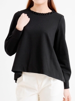 フリル衿フレアープルオーバー/ブラック