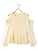 肩開きリボンTOPS/ピンク