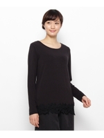 【ミリオンホット】花柄刺しゅうロングカットソー/オフホワイト(003)