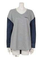 デニムコンビVネック裏毛PO/杢GRY