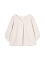 袖ボリュームピーチＶネックブラウス/ホワイト(030)
