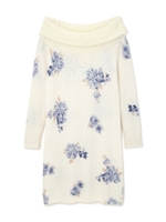 ペインティングフラワーニットワンピース/グレー(021)