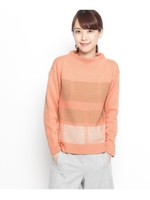 モヘヤ混パネル柄ニット/ホワイト系(302)