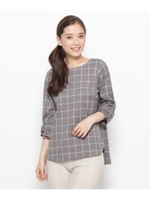 袖リボンチェックシャツ/ネイビー(293)