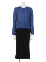 【ANAP】ケーブルニット+リブスカート SET/BL