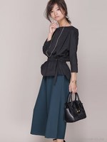 スウェード調ブラウスセットパンツ/ブラック