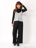 ワイドロングパンツ/キャメル