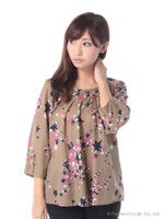 【OUTLET】トゥインクルスタープリントブラウス/ベージュ