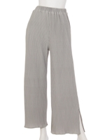 【mystic】サイドスリットプリーツパンツ/ブラック