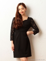 ウエストクロス袖レースワンピース/グリーン