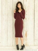 ケーブルニットワンピ/Red