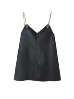 チェーン付きフェイクレザーワンピース/ブラック