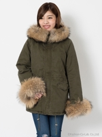 フードファーモッズコート/ネイビー