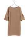 フレアスリーブドレス/ベージュ