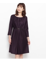 フロントタックベルト付きワンピース/チャコールグレー(014)